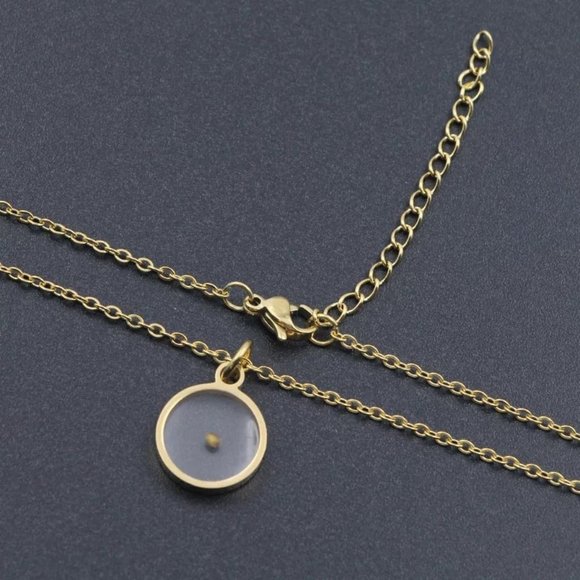 18k Gold Mustard Seed Faith Round Necklace - Picture 3 of 10